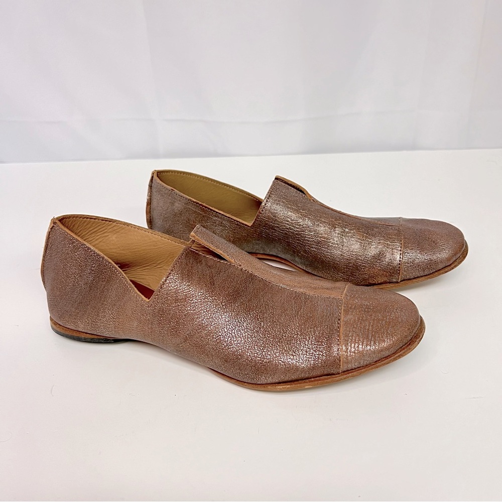 Cydwoq Handmade Starlight Metallic Slip On Medicine Loafer Cap Toe Flat 9